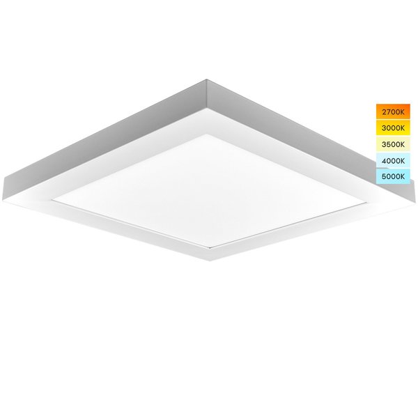 Luxrite 1x1 FT LED Panel Flush Mount Light 5 CCT Selectable 2700K-5000K 18W 1500LM Dimmable UL LR24025-1PK